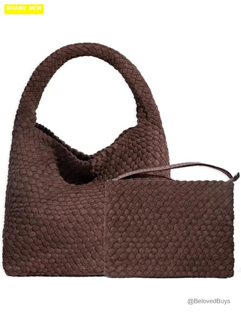 Handwoven Faux Suede Hobo Tote Bag with Adjustable Shoulder Strap